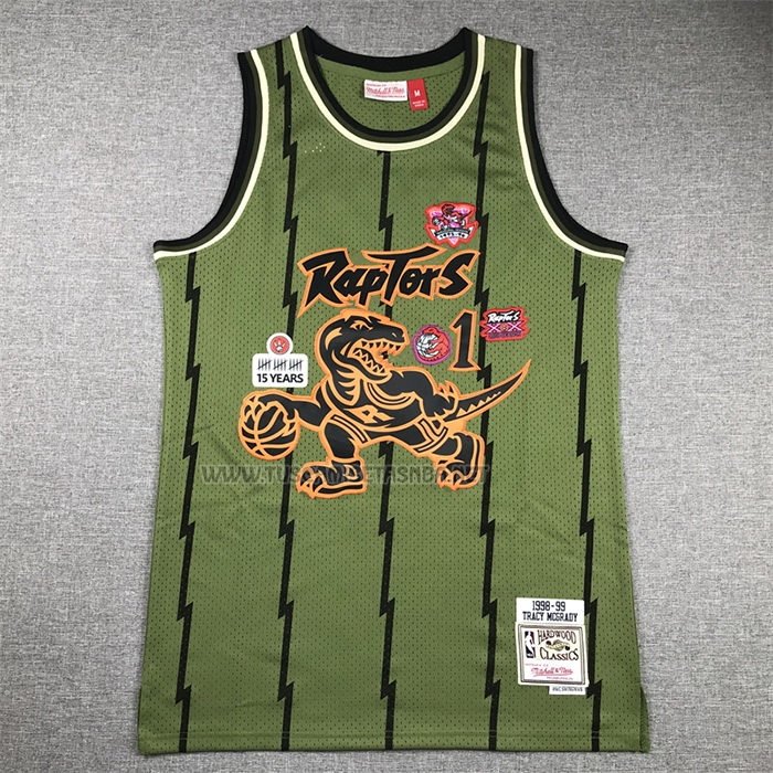 Camiseta Tracy McGrady NO 1 Toronto Raptors Mitchell & Ness 1998-99 Verde